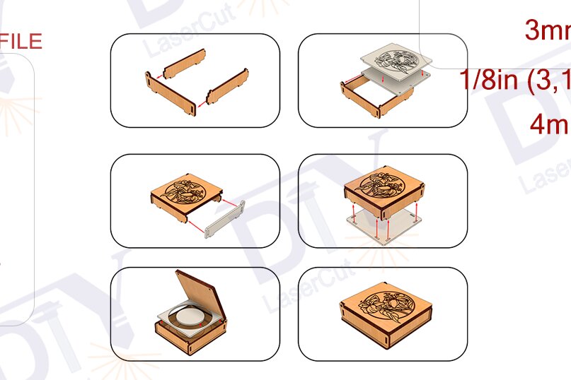 Intra απο ξύλο plywood 3mm-4mm πάχος Box for Bracelet File Δίασταση 3x3 cm INTRAFABR-109990952