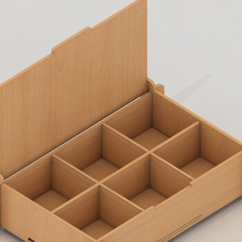 Intra απο ξύλο plywood 3mm-4mm πάχος Κουτί με διαχωριστικό / Κουτί με αναδιπλούμενο καπάκι Δίασταση 30x20 cm INTRAFABR-43065244 - Image 1