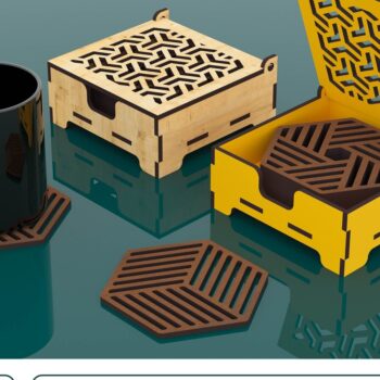 Intra απο ξύλο plywood 3mm-4mm πάχος Boxes Coaster 6 Style  Δίασταση 15x15 cm INTRAFABR-64823407 - Image 1