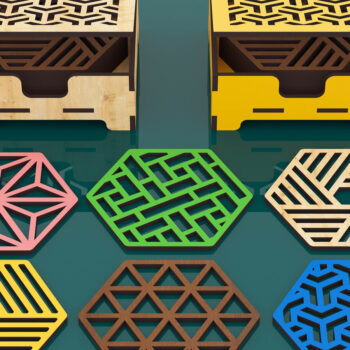 Intra απο ξύλο plywood 3mm-4mm πάχος Boxes Coaster 6 Style  Δίασταση 15x15 cm INTRAFABR-64823407 - Image 2