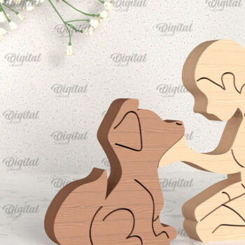 Intra απο ξύλο plywood 3mm-4mm πάχος για αγόρι και σκύλο. Ξύλινο ειδώλιο Δίασταση 30x20 cm INTRAFABR-96277935 - Image 1