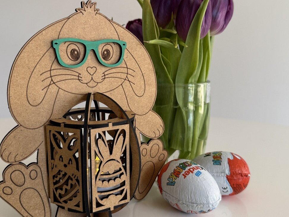 Intra απο ξύλο plywood 3mm-4mm πάχος Κηροπήγιο πασχαλινό λαγουδάκι για αγόρι Δίασταση 15x15 cm INTRAFABR-119033767