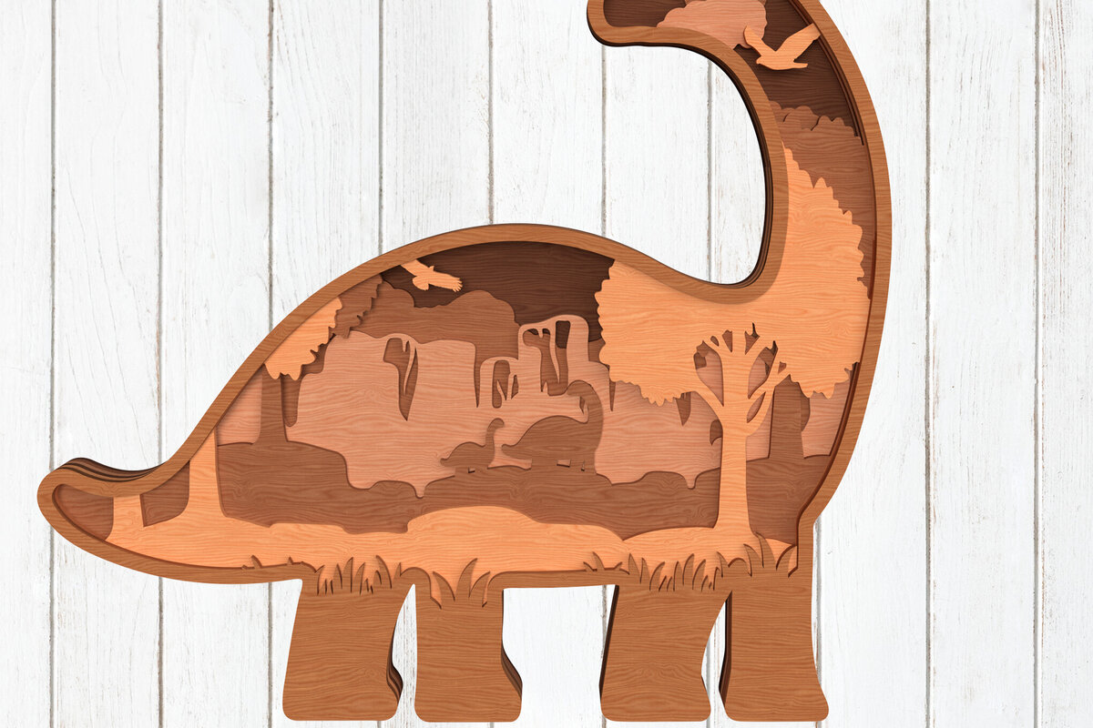 Intra απο ξύλο plywood 3mm-4mm πάχος Σκηνή Δάσους Brachiosaurus Δίασταση 8x8 cm INTRAFABR-119557725