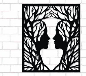 Intra απο ξύλο plywood 3mm-4mm πάχος Κλαδιά Ζευγάρι Τέχνης Τοίχου Κοπής με Λέιζερ Δίασταση 40x40 cm INTRAFABR-112615919