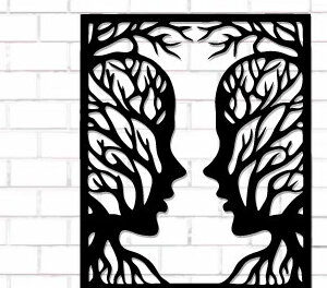 Intra απο ξύλο plywood 3mm-4mm πάχος Κλαδιά Ζευγάρι Τέχνης Τοίχου Κοπής με Λέιζερ Δίασταση 40x40 cm INTRAFABR-112615946