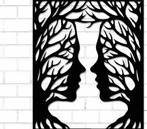 Intra απο ξύλο plywood 3mm-4mm πάχος Κλαδιά Ζευγάρι Τέχνης Τοίχου Κοπής με Λέιζερ Δίασταση 40x40 cm INTRAFABR-112615854