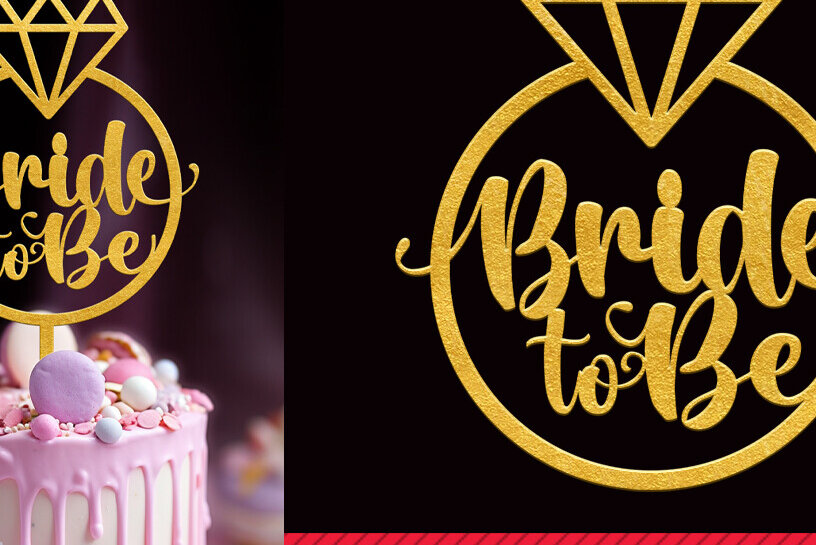 Intra απο ξύλο plywood 3mm-4mm πάχος Bride to Be Cake Topper Cut File Δίασταση 15x15 cm INTRAFABR-88727888 - Image 1