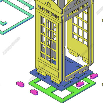 Intra απο ξύλο plywood 3mm-4mm πάχος Βρετανικός τηλεφωνικός θάλαμος, σχέδια τηλεφωνικής θυρίδας Δίασταση 30x20 cm INTRAFABR-92959499 - Image 2
