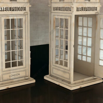 Intra απο ξύλο plywood 3mm-4mm πάχος Βρετανικός τηλεφωνικός θάλαμος, σχέδια τηλεφωνικής θυρίδας Δίασταση 30x20 cm INTRAFABR-92959499 - Image 3