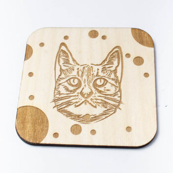 Intra απο ξύλο plywood 3mm-4mm πάχος British Shorthair Cartoon Coaster Cat, χαραγμένο Δίασταση 15x15 cm INTRAFABR-66210723 - Image 1