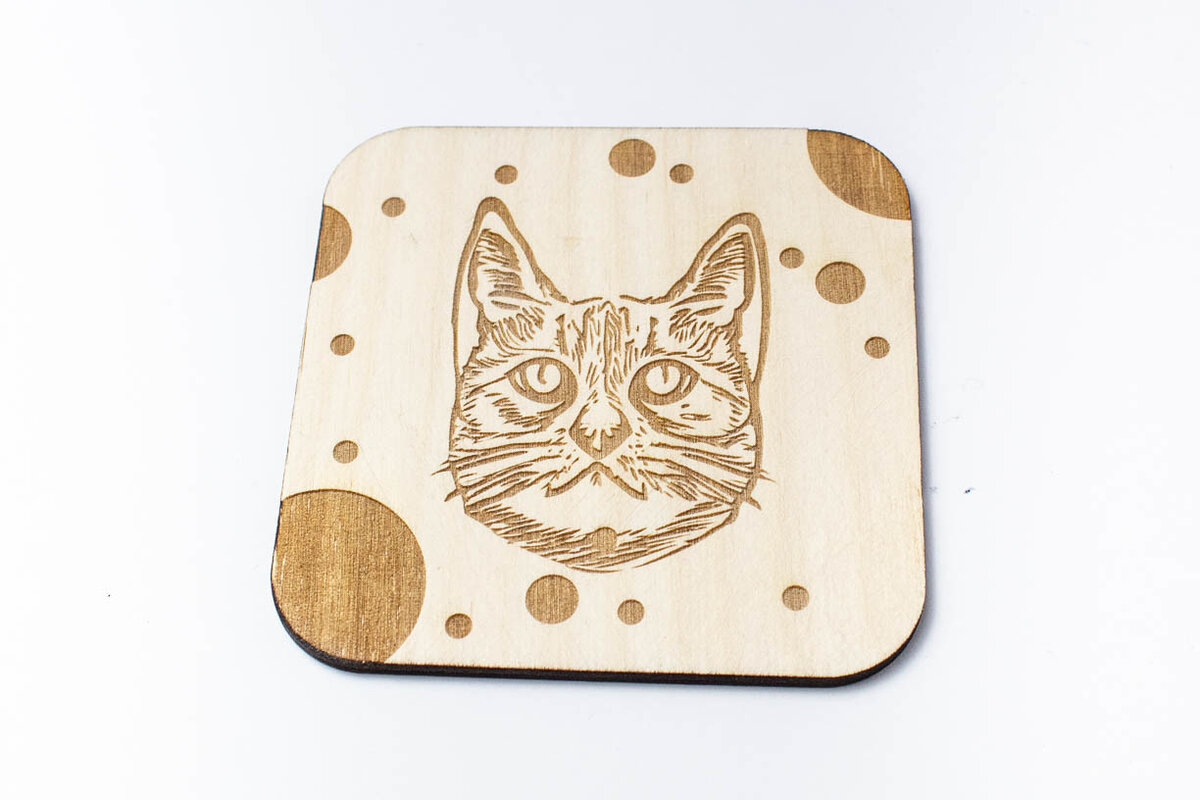 Intra απο ξύλο plywood 3mm-4mm πάχος British Shorthair Cartoon Coaster Cat, χαραγμένο Δίασταση 15x15 cm INTRAFABR-66210723 - Image 1