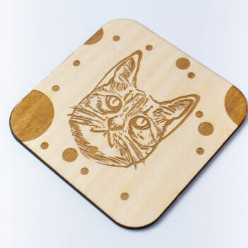 Intra απο ξύλο plywood 3mm-4mm πάχος British Shorthair Cartoon Coaster Cat, χαραγμένο Δίασταση 15x15 cm INTRAFABR-66210723 - Image 2