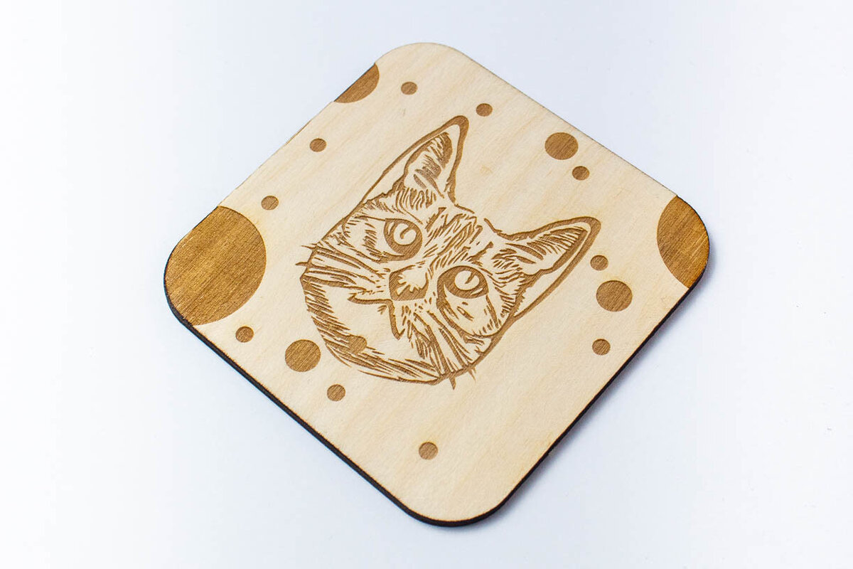 Intra απο ξύλο plywood 3mm-4mm πάχος British Shorthair Cartoon Coaster Cat, χαραγμένο Δίασταση 15x15 cm INTRAFABR-66210723 - Image 2