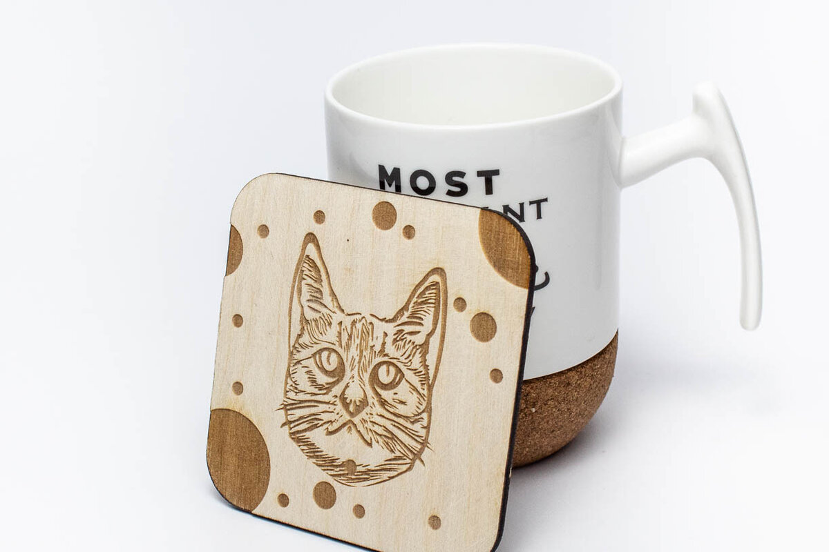Intra απο ξύλο plywood 3mm-4mm πάχος British Shorthair Cartoon Coaster Cat, χαραγμένο Δίασταση 15x15 cm INTRAFABR-66210723 - Image 3