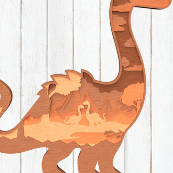 Intra απο ξύλο plywood 3mm-4mm πάχος Brontosaurus 3D Layered Art Δίασταση 8x8 cm INTRAFABR-119557453 - Image 1