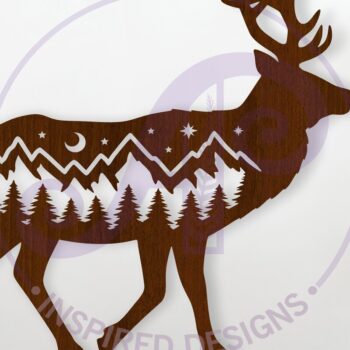 Intra απο ξύλο plywood 3mm-4mm πάχος Πινακίδα τέχνης τοίχου σκηνής Buck Deer Forest Δίασταση 12x12 cm INTRAFABR-117218239 - Image 1