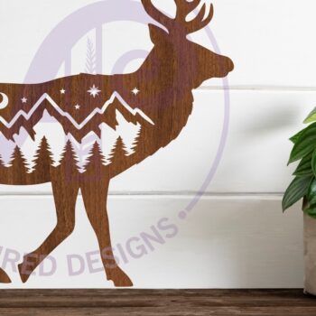 Intra απο ξύλο plywood 3mm-4mm πάχος Πινακίδα τέχνης τοίχου σκηνής Buck Deer Forest Δίασταση 12x12 cm INTRAFABR-117218239 - Image 3