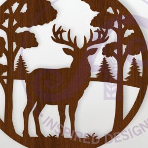 Intra απο ξύλο plywood 3mm-4mm πάχος Πινακίδα τέχνης τοίχου Buck Deer Forest, Δίασταση 10x10 cm INTRAFABR-117375832