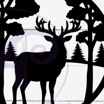 Intra απο ξύλο plywood 3mm-4mm πάχος Πινακίδα τέχνης τοίχου Buck Deer Forest, Δίασταση 10x10 cm INTRAFABR-117375832 - Image 2