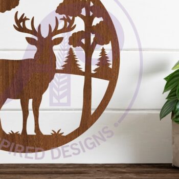 Intra απο ξύλο plywood 3mm-4mm πάχος Πινακίδα τέχνης τοίχου Buck Deer Forest, Δίασταση 10x10 cm INTRAFABR-117375832 - Image 3