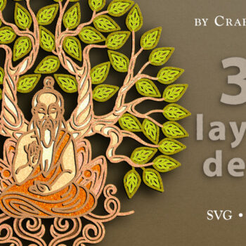 Intra απο ξύλο plywood 3mm-4mm πάχος περικοπής με 3D στρώσεις δέντρου της Buddha Yoga Δίασταση 7x7 cm INTRAFABR-62767283 - Image 1