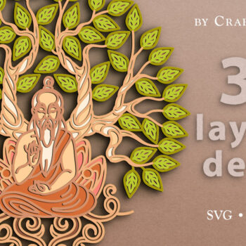 Intra απο ξύλο plywood 3mm-4mm πάχος περικοπής με 3D στρώσεις δέντρου της Buddha Yoga Δίασταση 7x7 cm INTRAFABR-62767283 - Image 2