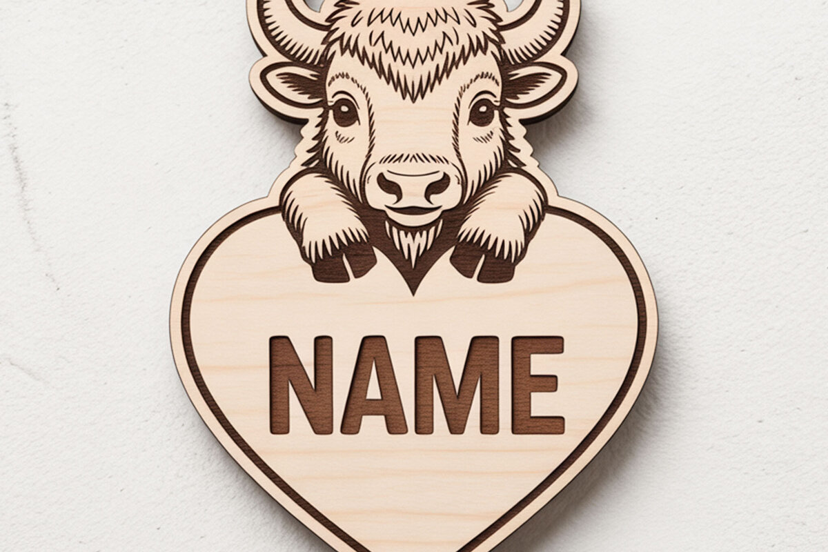Intra απο ξύλο plywood 3mm-4mm πάχος Buffalo Heart Name Keychain Δίασταση 6x6 cm INTRAFABR-122886771