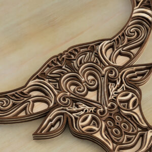 Intra απο ξύλο plywood 3mm-4mm πάχος κοπής Mandala με στρώματα Buffalo Δίασταση 400x400 cm INTRAFABR-18396369