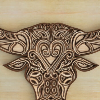 Intra απο ξύλο plywood 3mm-4mm πάχος κοπής Mandala με στρώματα Buffalo Δίασταση 400x400 cm INTRAFABR-18396369 - Image 2