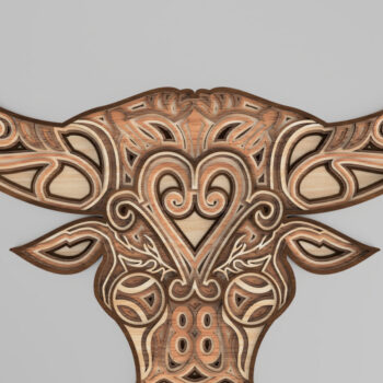 Intra απο ξύλο plywood 3mm-4mm πάχος κοπής Mandala με στρώματα Buffalo Δίασταση 400x400 cm INTRAFABR-18396369 - Image 4