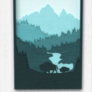 Intra απο ξύλο plywood 3mm-4mm πάχος Buffalo Layered Mountain Art Δίασταση 30x20 cm INTRAFABR-113766160