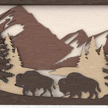 Intra απο ξύλο plywood 3mm-4mm πάχος Buffalo Wilderness Layered Wall Art Δίασταση 40x40 cm INTRAFABR-112568273 - Image 1