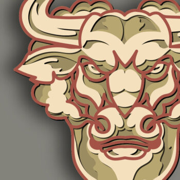 Intra απο ξύλο plywood 3mm-4mm πάχος Bull Multilayer /Vector Bull/3D Layer Δίασταση 30x20 cm INTRAFABR-65086487 - Image 1
