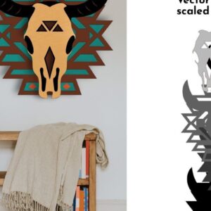 Intra απο ξύλο plywood 3mm-4mm πάχος Bull Skull Layered , ιθαγενής Αμερικανός Δίασταση 15x15 cm INTRAFABR-35450240