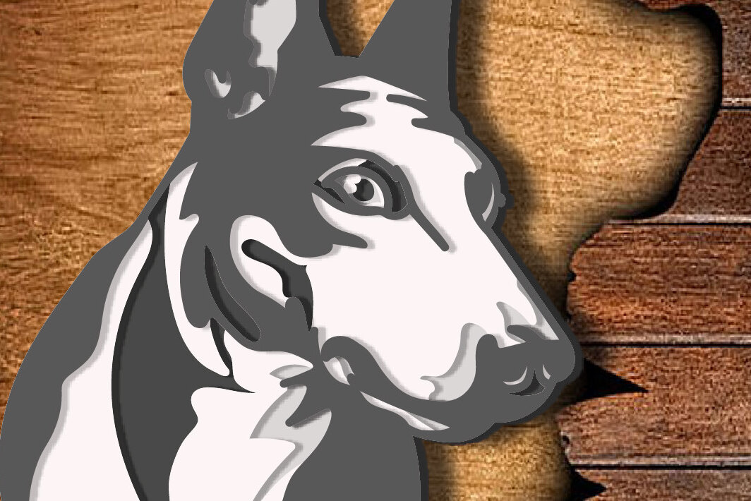 Intra απο ξύλο plywood 3mm-4mm πάχος Bull Terrier /Layered Bull Terrier Δίασταση 30x20 cm INTRAFABR-73044746