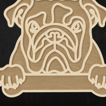 Intra απο ξύλο plywood 3mm-4mm πάχος Σχέδιο κοπής με λέιζερ περίγραμμα μπουλντόγκ Δίασταση 8x8 cm INTRAFABR-112507257 - Image 1