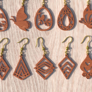 Intra απο ξύλο plywood 3mm-4mm πάχος 18 Earring , Earring  Δίασταση 3x3 cm INTRAFABR-119064918