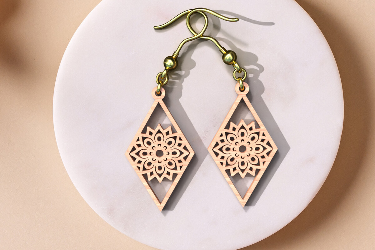Intra απο ξύλο plywood 3mm-4mm πάχος 18 Earring , Earring Δίασταση 3x3 cm INTRAFABR-119064918 - Image 2