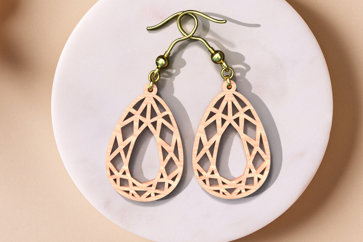 Intra απο ξύλο plywood 3mm-4mm πάχος 18 Earring , Earring Δίασταση 3x3 cm INTRAFABR-119064918 - Image 3