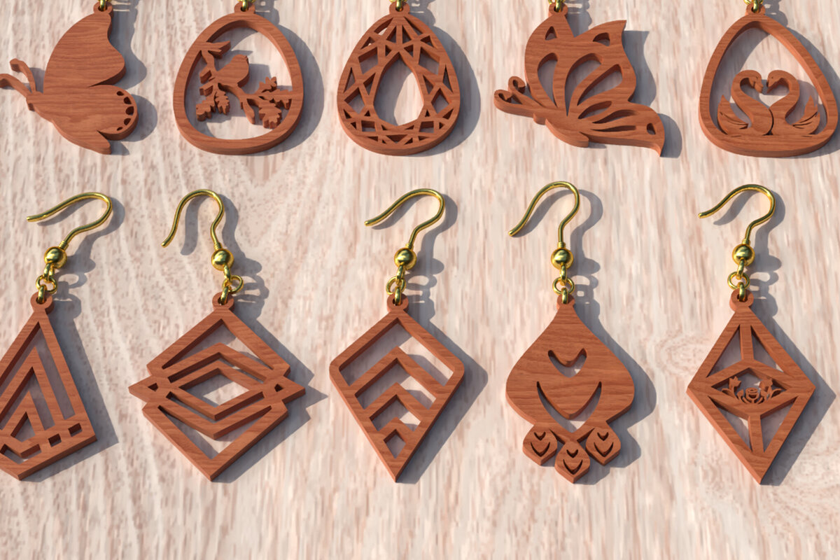Intra απο ξύλο plywood 3mm-4mm πάχος 18 Earring , Earring Δίασταση 3x3 cm INTRAFABR-119064918 - Image 4
