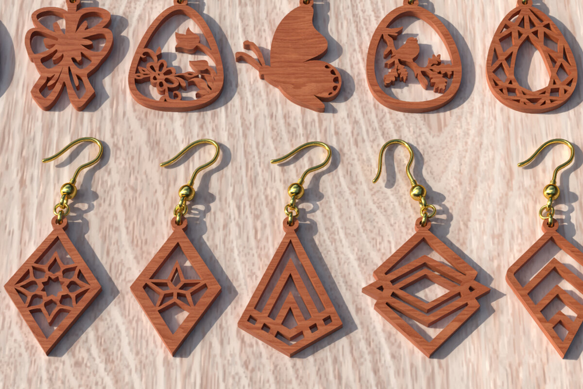 Intra απο ξύλο plywood 3mm-4mm πάχος 18 Earring , Earring Δίασταση 3x3 cm INTRAFABR-119064918 - Image 5