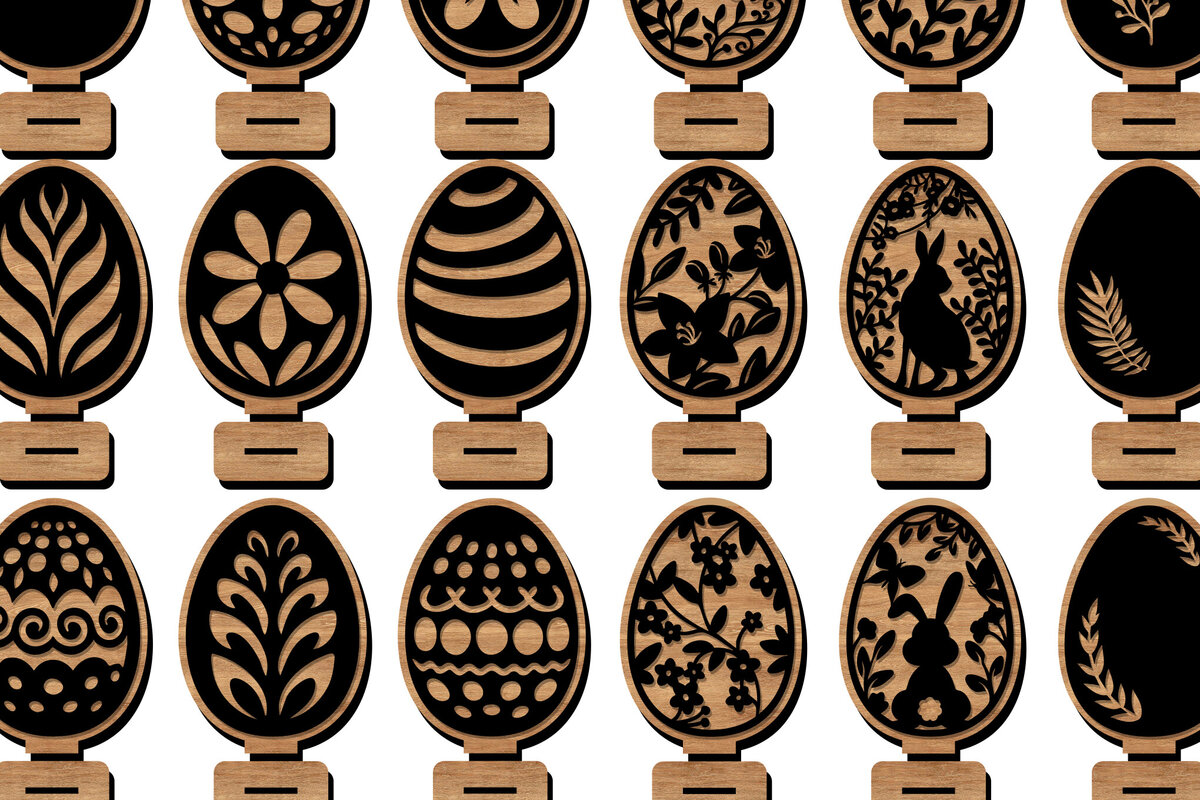 Intra απο ξύλο plywood 3mm-4mm πάχος 24 File Πασχαλινό Αυγό Cut Δίασταση 8x8 cm INTRAFABR-112257920