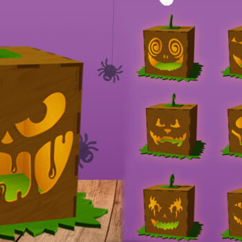 Intra απο ξύλο plywood 3mm-4mm πάχος Δέσμη τρισδιάστατη . Jack O Lantern Δίασταση 15x15 cm INTRAFABR-78570365 - Image 1