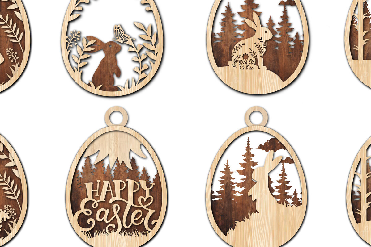 Intra απο ξύλο plywood 3mm-4mm πάχος 8 Σχέδια Πασχαλινή Δίασταση 8x8 cm INTRAFABR-115736643