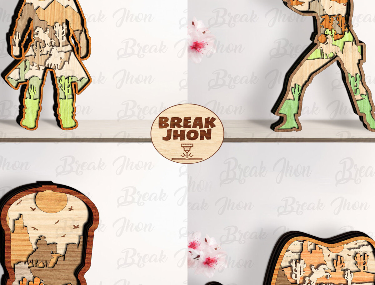 Intra απο ξύλο plywood 3mm-4mm πάχος Cowboy Multilayer Cut  File Δίασταση 15x15 cm INTRAFABR-112743078