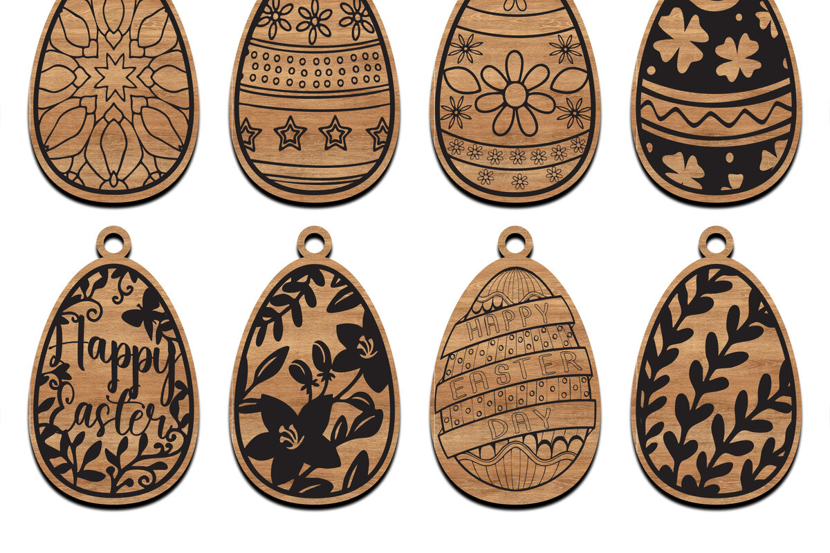 Intra απο ξύλο plywood 3mm-4mm πάχος πασχαλινών αυγών με λουλούδια κομμένα με λέιζερ Δίασταση 15x15 cm INTRAFABR-115817898