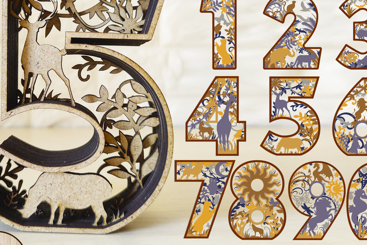 Intra απο ξύλο plywood 3mm-4mm πάχος NUMBERS Πολυστρωματικό κοπής με λέιζερ Δίασταση 15x15 cm INTRAFABR-11916153