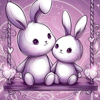 Intra απο ξύλο plywood 3mm-4mm πάχος Δέσμη ενός αξιολάτρευτου κουνελιού ζευγαριού στο Lo Δίασταση 8x8 cm INTRAFABR-98024393 - Image 1