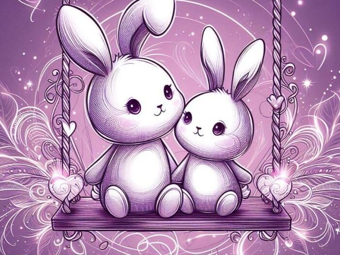 Intra απο ξύλο plywood 3mm-4mm πάχος Δέσμη ενός αξιολάτρευτου κουνελιού ζευγαριού στο Lo Δίασταση 8x8 cm INTRAFABR-98024393