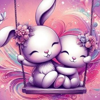 Intra απο ξύλο plywood 3mm-4mm πάχος Δέσμη ενός αξιολάτρευτου κουνελιού ζευγαριού στο Lo Δίασταση 8x8 cm INTRAFABR-98024393 - Image 2